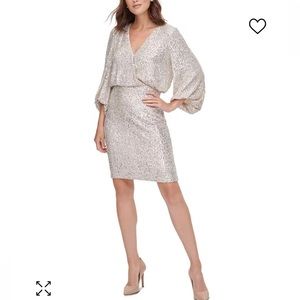 Eliza J Sequined Blouson Shift Dress